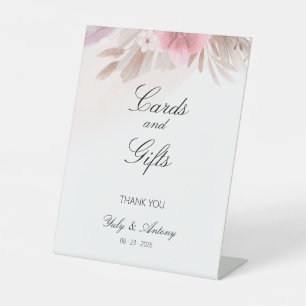 Card and Gift Elegant Pampas Boho Chick Rose  Pedestal Sign