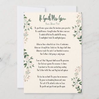 Card Annie Johnson Flint  - 'He Giveth More Grace'