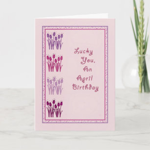 Card, April Birthday with Tulips Pink Card