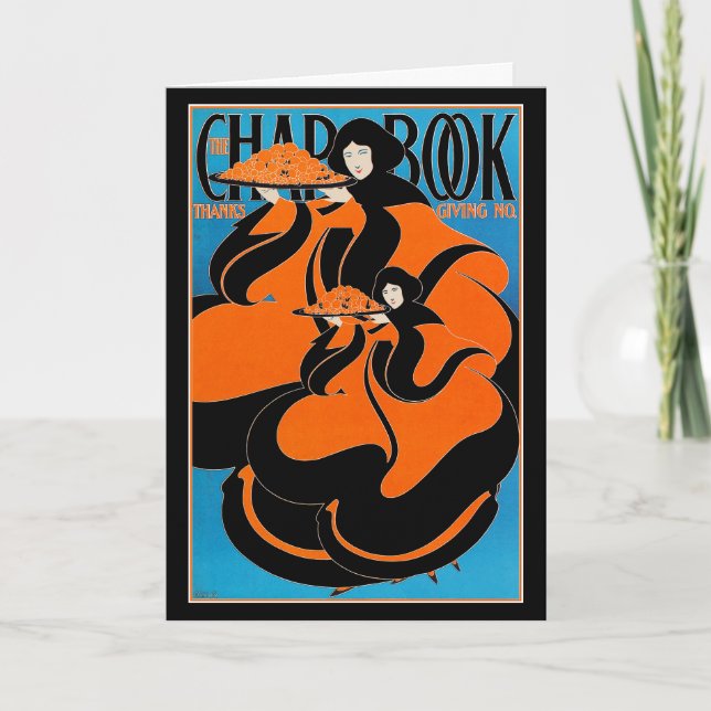 Card:  Art Nouveau - Will Bradley - Thanksgiving Holiday Card (Front)