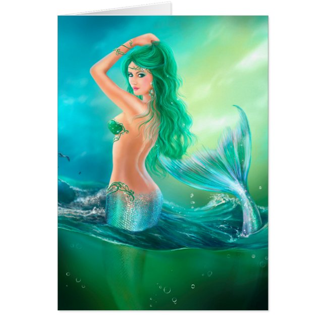 Card Beautiful mermaid in sea (Front)