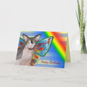 Card   Birthday Rainbow Cat Fairy