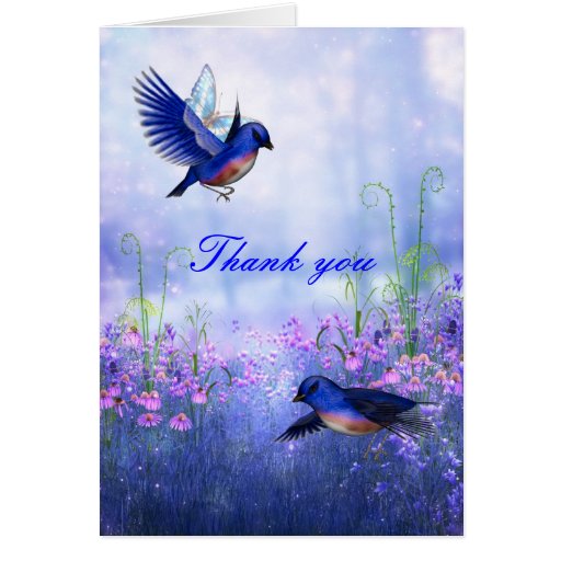 Card Blue Birds "Thank you" | Zazzle