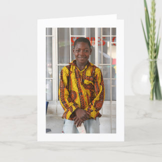 Card, "Boy in a Yellow, Red, and Black Shirt" Card