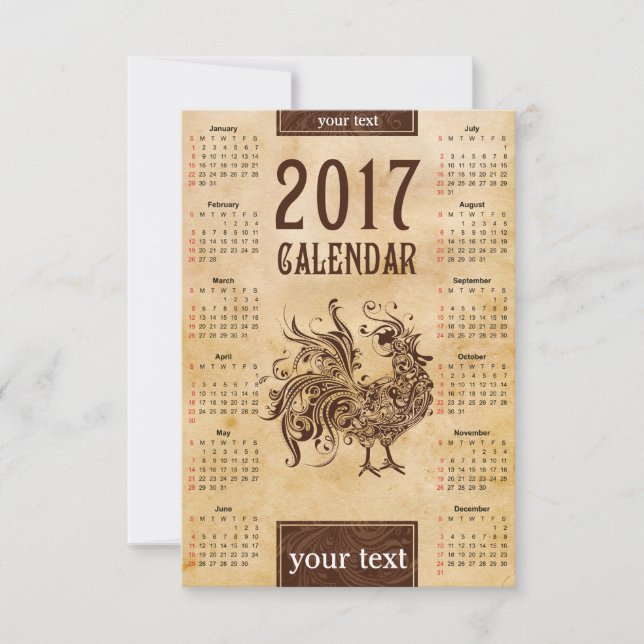 Card Calendar 2017 Chinese (Front)