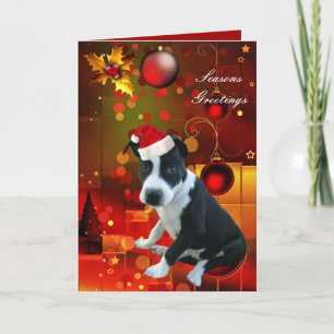 Card Christmas Pitbull Puppy Dog