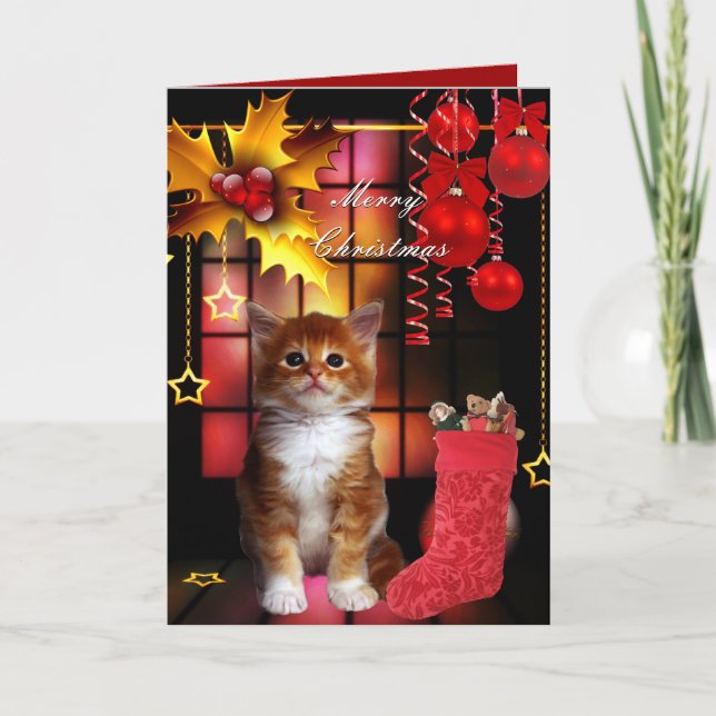 Card Christmas Xmas Cat Kitten (Front)