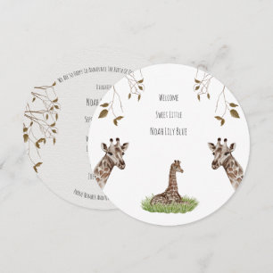 Card (Circle) - Birth Announcement Giraffe