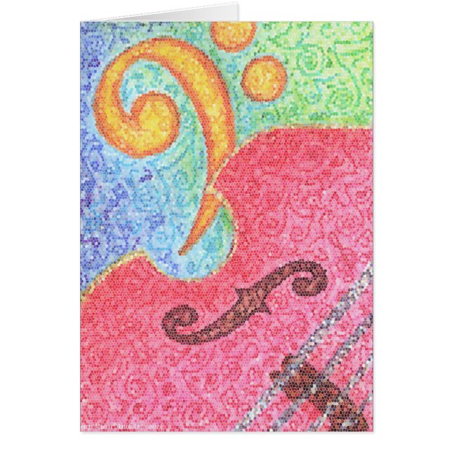 Card - Colourful Double Bass and Clef (Front)