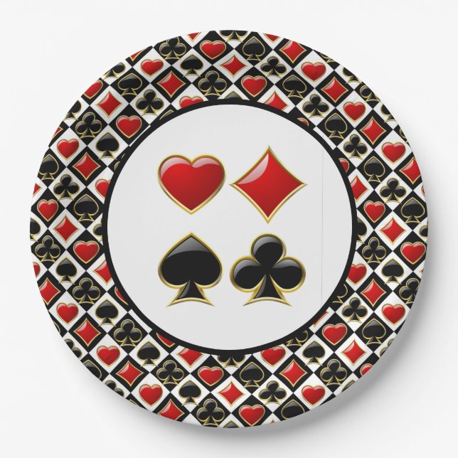 Card Deck Suits Paper Plate (Front)