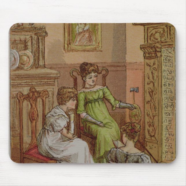 Card depicting a fireside scene mouse mat (Front)