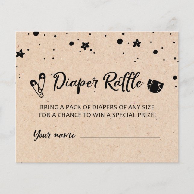 CARD Diaper Raffle Baby Shower Party Game (Front)