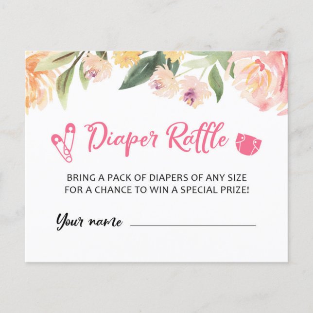 CARD Diaper Raffle Baby Shower Party Game (Front)