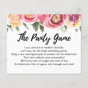 CARD Drop your panties game, Bridal Shower