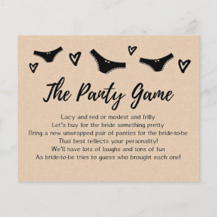 CARD Drop your panties game, Bridal Shower