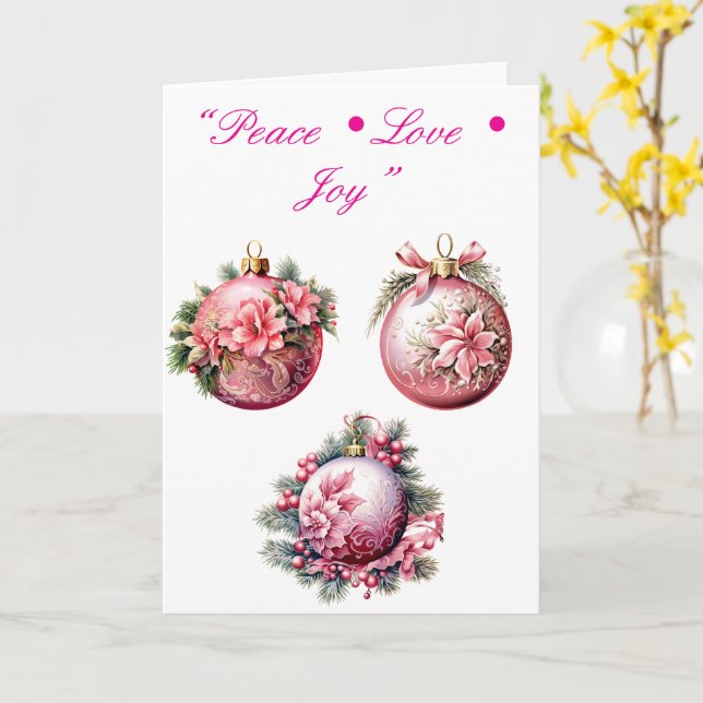Card-Elegant Pink Christmas Card Collection (Yellow Flower)