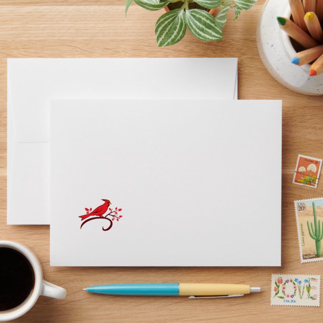Card Envelope Cardinal Bird (Desk)
