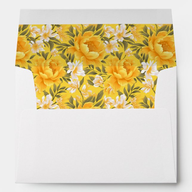 Card Envelope-Yellow Peonies Envelope (Back (Bottom))