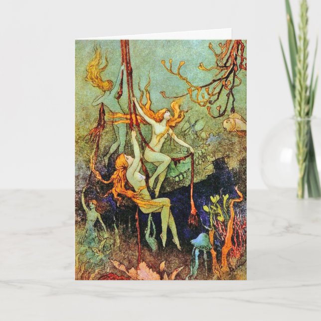 Card:  Fairy Mermaids -  by Warwick Goble Holiday Card (Front)