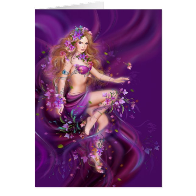 Card Fantasy beauty, woman in flowers (Front)