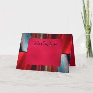 Card - Feliz Cumpleaños - Red Abstract Art