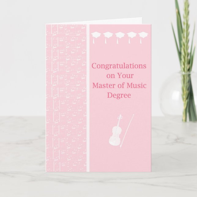 Card for Master of Music Degree in Pink (Front)