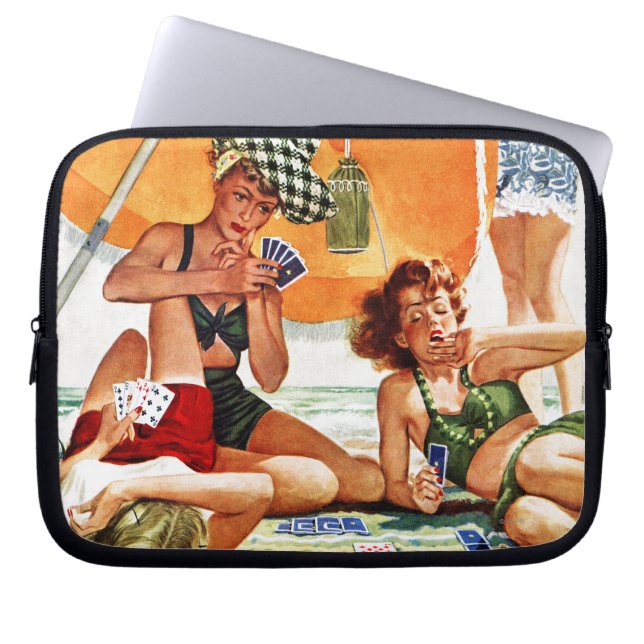 Card Game at the Beach by Alex Ross Laptop Sleeve (Front)