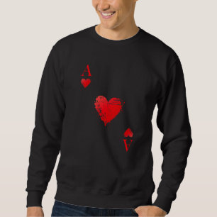 Card Game Costume Playing Card Ace Of Hearts  Carn Sweatshirt