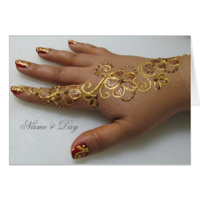 Card Gold Mehndi Hand (Front Horizontal)