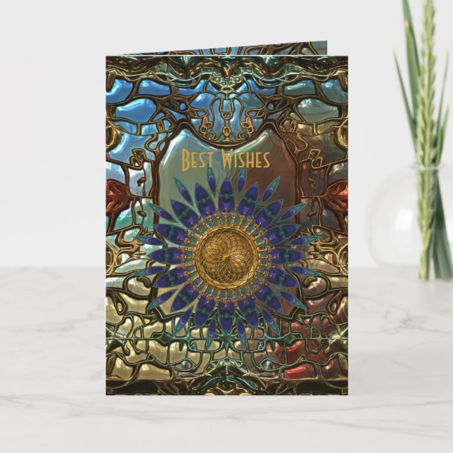 Card Gold Metal Art Nouveau Best Wishes Birthday 3 (Front)