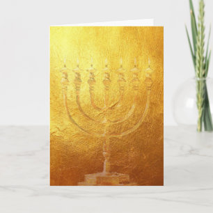 Card Golden Menorah Gold Israel Karte
