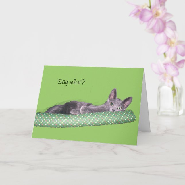 Card - Greeting - Grey kitten (Orchid)