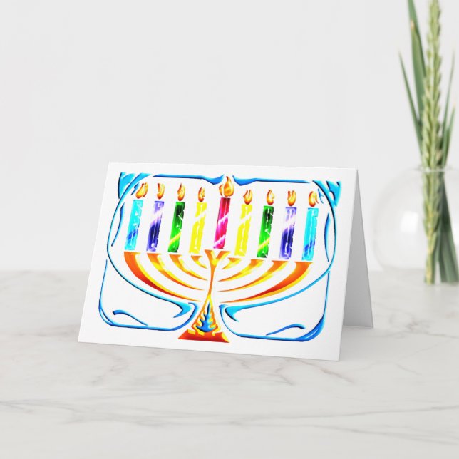 Card: Hanukkah Menorah - Chanukah Menorah Holiday Card (Front)