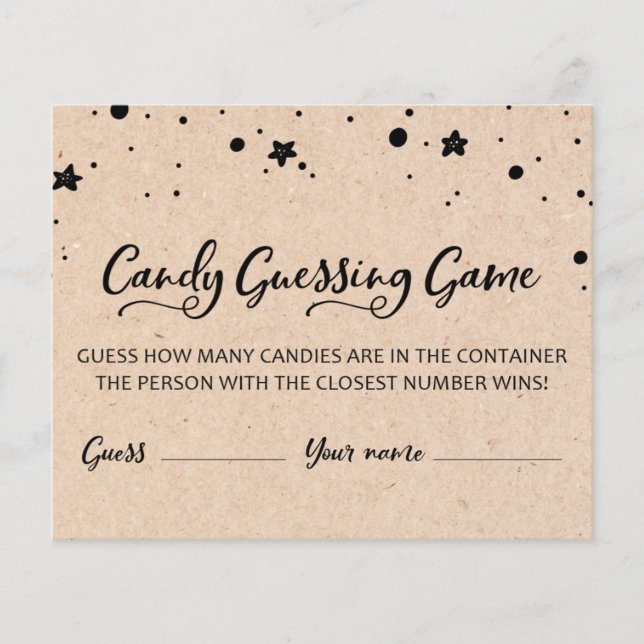 CARD How many Candies in the Jar Baby Shower Game (Front)