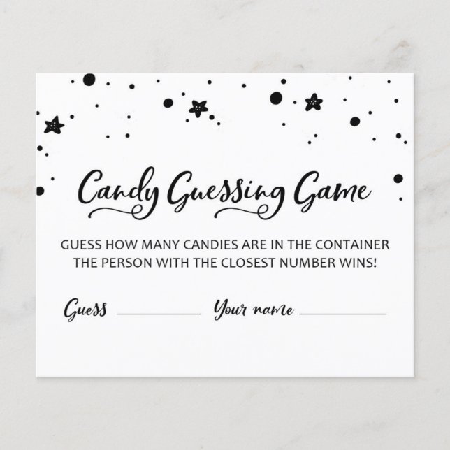 CARD How many Candies in the Jar Baby Shower Game (Front)