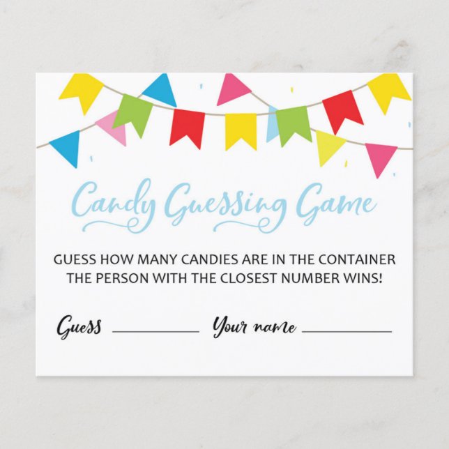 CARD How many Candies in the Jar Baby Shower Game (Front)