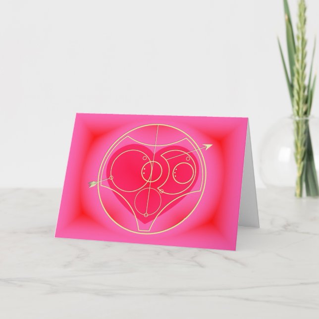 Card: I Love You - Pink Heart Holiday Card (Front)