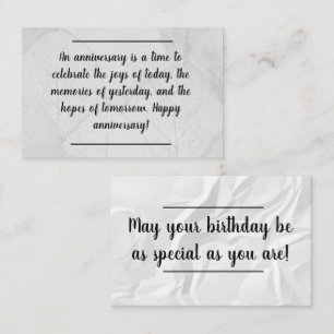 Card insert - Anniversary / Birthday Wishes