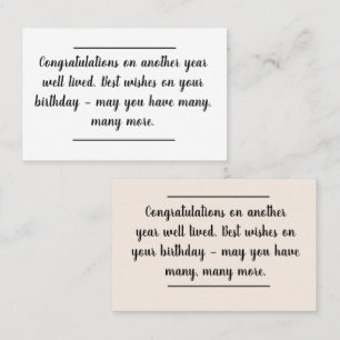 Card insert - Birthday Message - A Life Well Lived