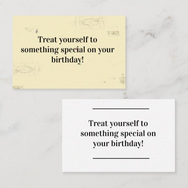 Card insert - Birthday Message - Treat Yourself! (Front/Back)