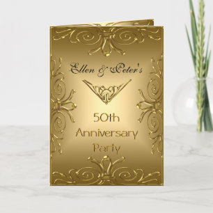 Card Invitation 50th Wedding Anniversary Art Deco