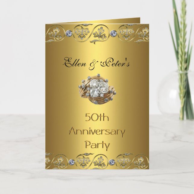 Card Invitation 50th Wedding Anniversary Party Gol (Front)