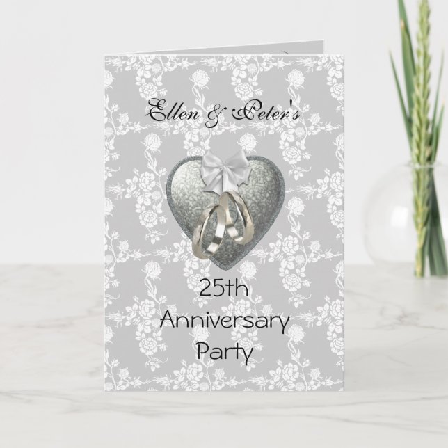 Card Invite 25th Wedding Anniversary Party Silver (Front)
