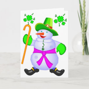 Card-Irish Snowman Christmas Blessings Ireland Holiday Card
