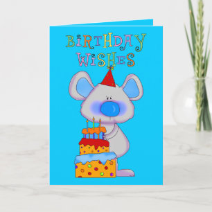 Card Kid's Boys Happy Birthday Wishes Mouse Cake
