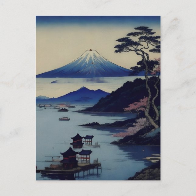 Card - Lake, Pine, and Mountain - Japan (Front)
