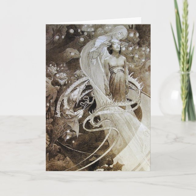 Card: Mucha Illustration from Le Pater~ Holiday Card (Front)