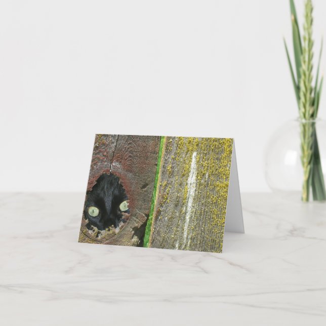 Card - Note - black cat peeking (Front)