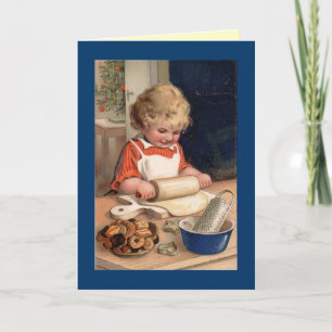 Card/Note Card - Vintage Little Girl Baking Cookie