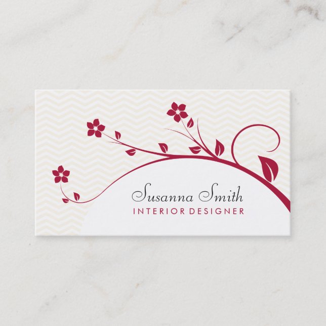 Card of group with red flowers and chevrón (Front)